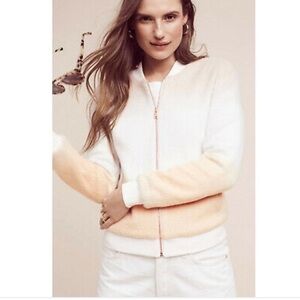 Anthropologie Paper Crown Fuzzy Ombré Bomber Jacket